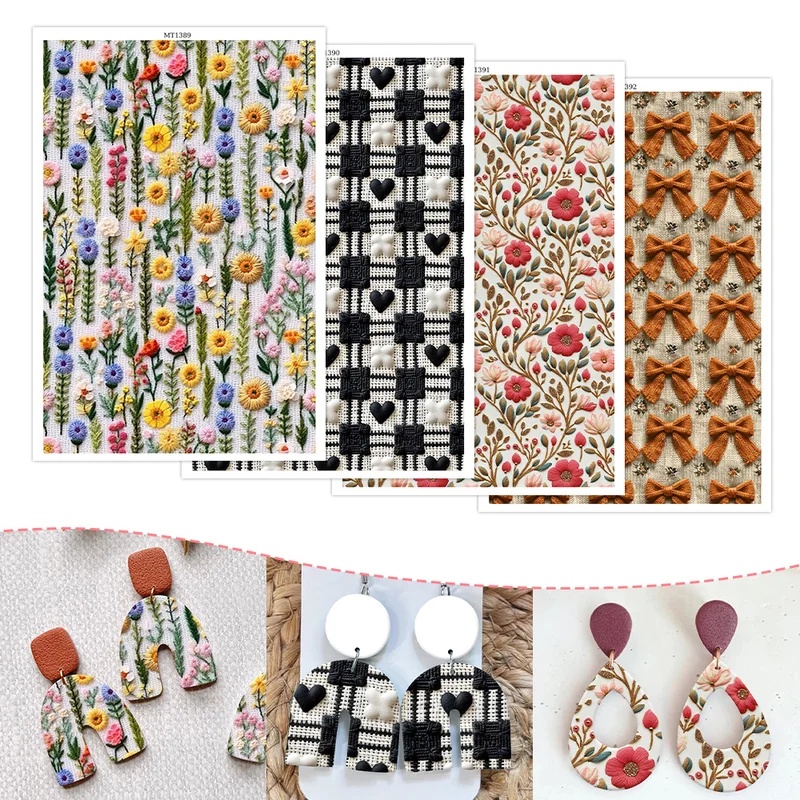 Beeswax Wrap - สติกเกอร์ลายดอกไม้หลากสี ทำจากดินโพลิเมอร์ ใช้กับกระดาษสำหรับถ่ายโอนลาย ละลายน้ำได้ เหมาะสำหรับงานประดิษฐ์ทำเครื่องประดับและต่างหู