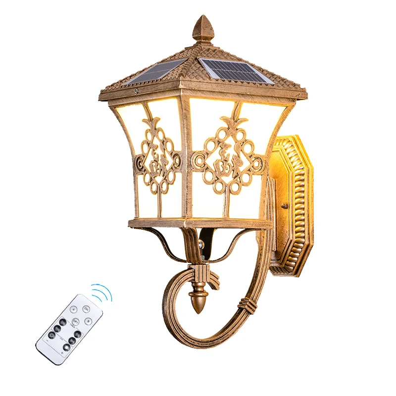 Solar Garden Light - โคมไฟพลังงานแสงอาทิตย์สไตล์ยุโรปสำหรับใช้ภายนอกอาคาร เหมาะสำหรับทางเข้าบ้าน ผนัง กำแพงสวน วิลล่า และลานบ้าน