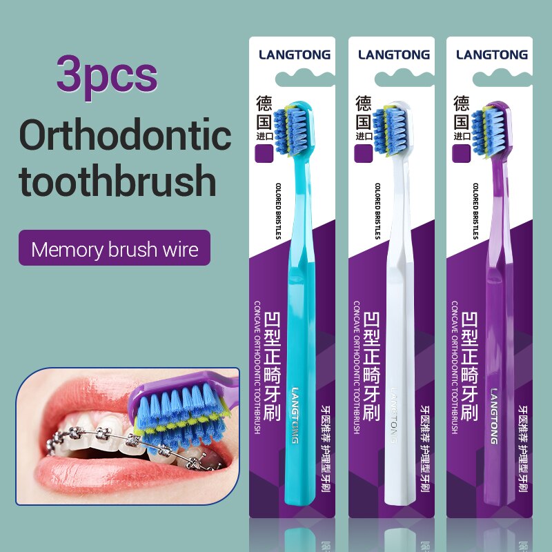 Bamboo Toothbrush - 3PC ทําความสะอาดจัดฟันผู้ใหญ่จัดฟันแปรงสีฟันทันตกรรมฟันแปรงแปรงสีฟันขนนุ่มสําหรับ Oral Health Care