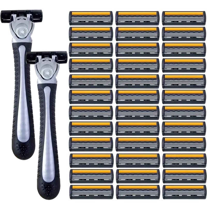 Safety Razor Handle - มีดโกนสแตนเลสระดับพรีเมียมพร้อมใบมีดแบบถอดเปลี่ยนได้ - การโกนที่ราบรื่นและสะดวกสบายสําหรับผู้ชายและผู้หญิง