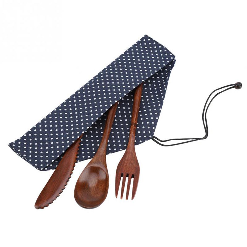 Bamboo Cutlery - ชุดช้อนส้อมไม้ไผ่แบบใช้ซ้ำได้ พร้อมถุงเก็บ