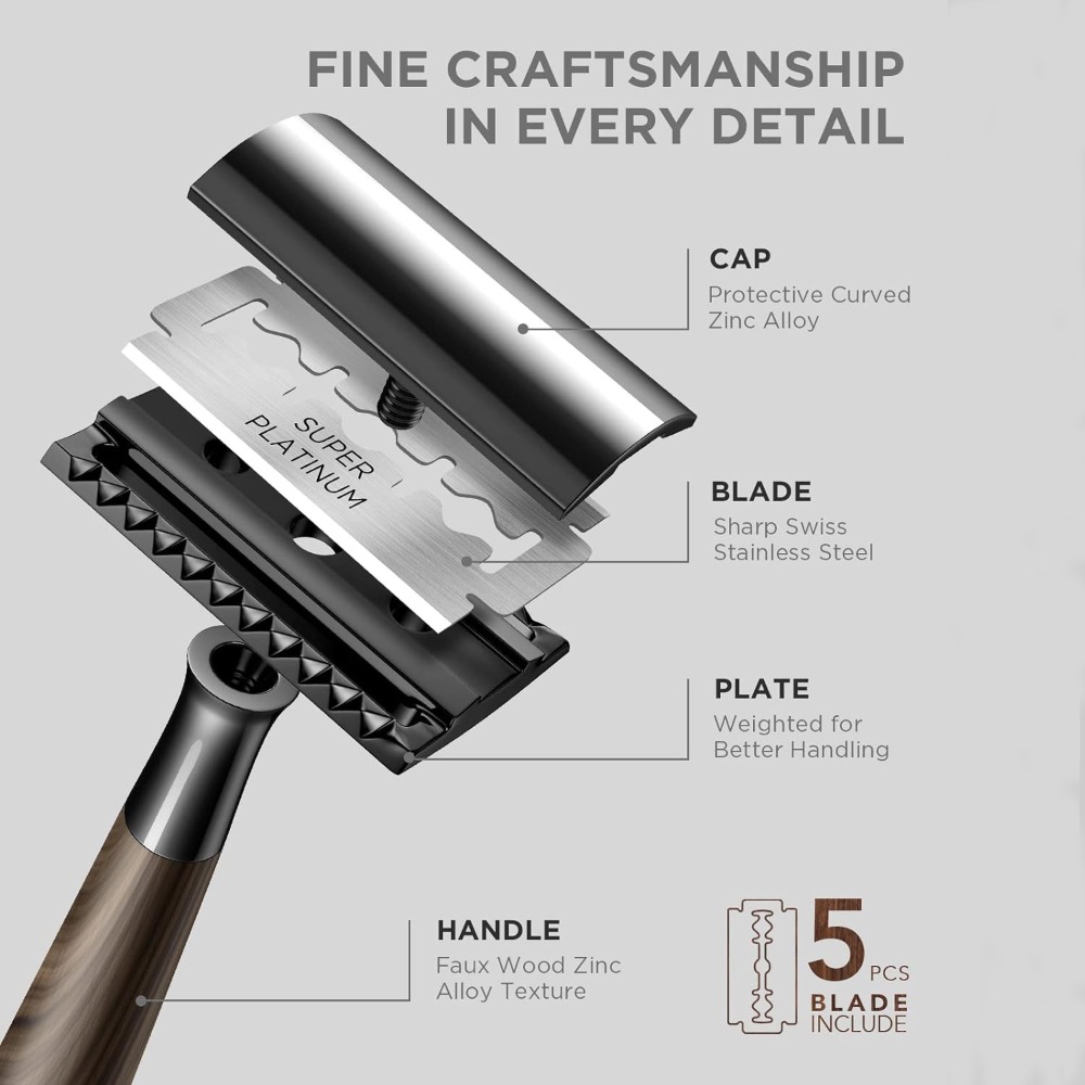 มีดโกนหนวดแบบสองคมสำหรับผู้ชาย - Safety Razor Handle บทวิจารณ์และราคา